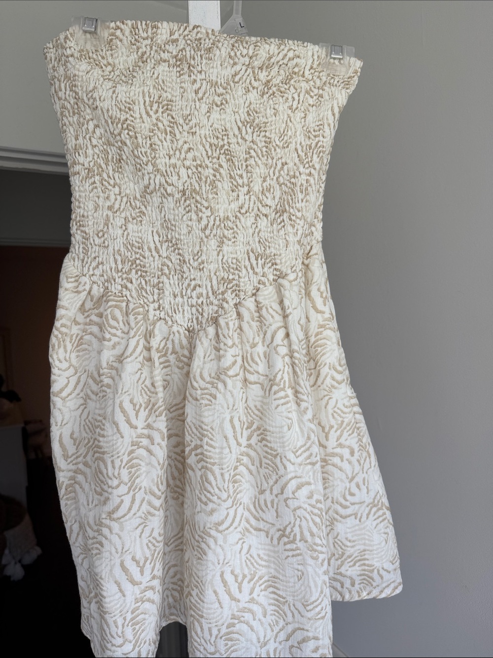 Universal Thread Cream Textured Strapless Sundress
